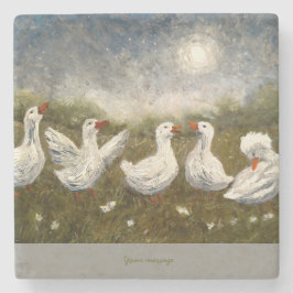 Quiet Quack: White Duck Starry Night Goose Stenen Onderzetter