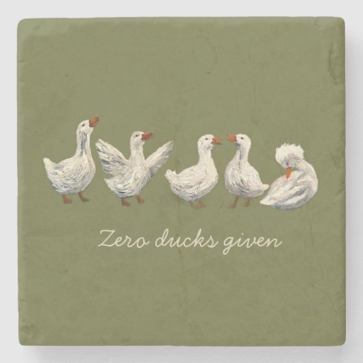 Quiet Quack: White Duck Starry Night Goose Stenen Onderzetter (Voorkant)