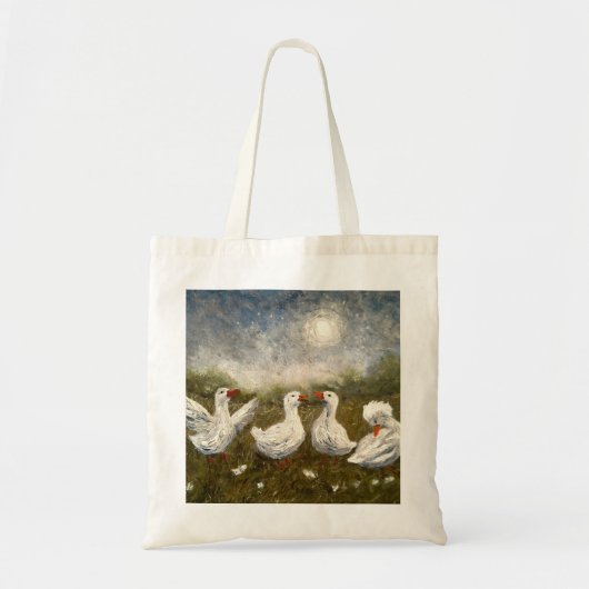 Quiet Quack: White Duck Starry Night Goose Tote Bag (Voorkant)