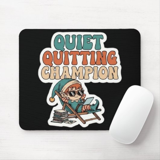 Quiet Quitting Elf Funny Office Humor Dark Mode Muismat (Met muis)