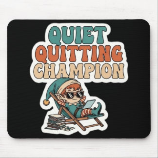 Quiet Quitting Elf Funny Office Humor Dark Mode Muismat