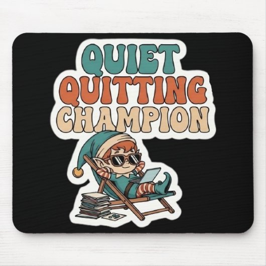 Quiet Quitting Elf Funny Office Humor Dark Mode Muismat (Voorkant)