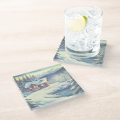 Quiet time in the woods glazen onderzetter (Schuin)