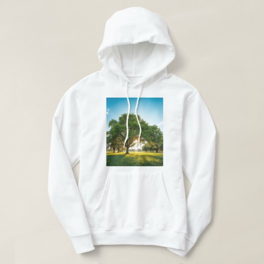 Quiet Time With a Big Tree – Nature T‑Shirt Hoodie (Design voorkant)