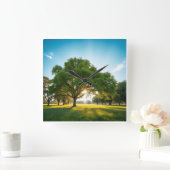 Quiet Time With a Big Tree Vierkante Klok (Huis)