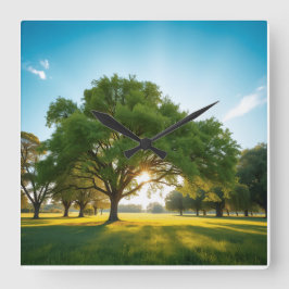 Quiet Time With a Big Tree  Vierkante Klok