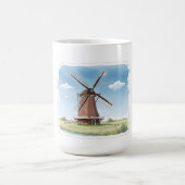 Quiet Windmill in the Fields – Soft Watercolor Lan Koffiemok (Center)