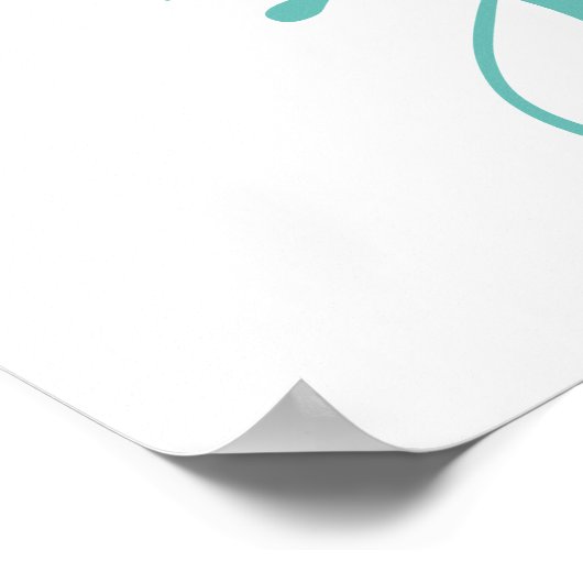 Quiet Zone Quote Zwart Turquoise Tekst Poster (Hoek)