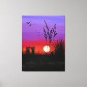 Quietly Canvas Print Lake Sunset - Waterverf (Voorkant)