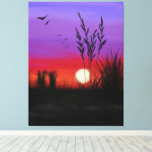 Quietly Canvas Print Lake Sunset - Waterverf (Insitu (Houten vloer))
