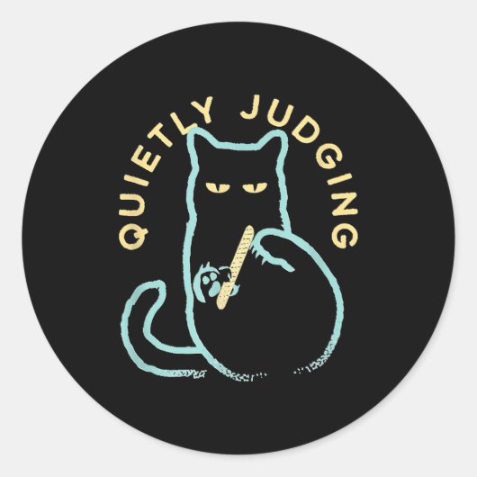Quietly Judging Funny Novelty Cat Lover Cat Owner  Ronde Sticker (Voorkant)