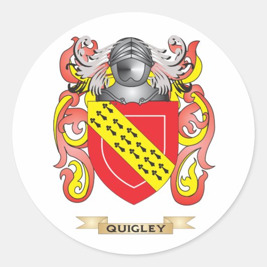 Quigley Wapen (Familie Crest) Ronde Sticker (Voorkant)