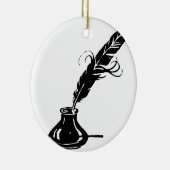 Quill en Ink Fles Keramisch Ornament (Rechts)