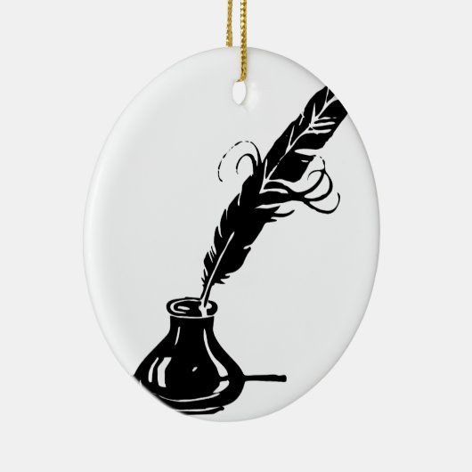 Quill en Ink Fles Keramisch Ornament (Rechts)