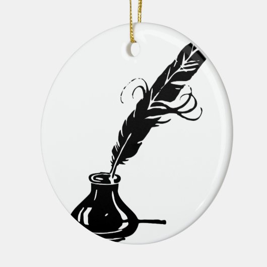 Quill en Ink Fles Keramisch Ornament (Links)
