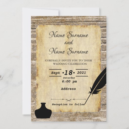 Quill en inkwell kaart (Voorkant)