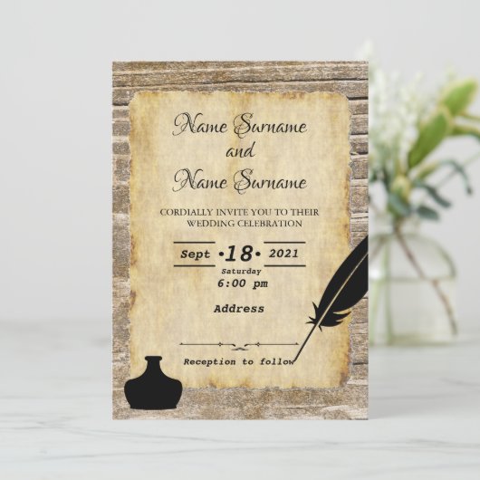 Quill en inkwell kaart (Staand voorkant)