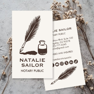 Quill Feather Inkt Pen Logo Notaris Aangepast Visitekaartje