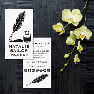 Quill Feather Inkt Pen Logo Notaris OPDRACHTWERK Visitekaartje