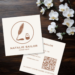 Quill Feather Inkt Pen Logo Notaris OPENBAAR CUSTO Vierkante Visitekaartje