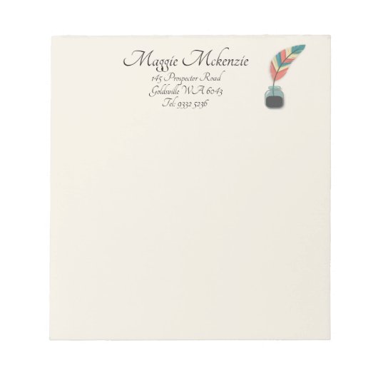 Quill in een fles inkt notitieblok (Voorkant)