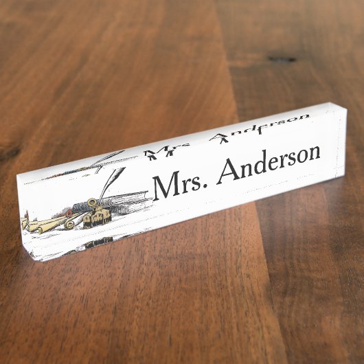 Quill-leraar naam bureau naambordje (Zijkant)