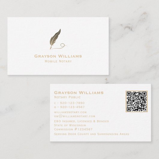 Quill Mobiele Notaris QR Code Visitekaartje (Voorkant / Achterkant)