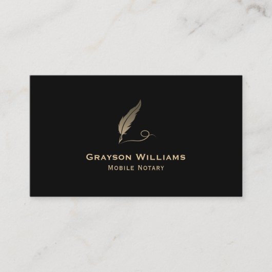 Quill Mobile Notary Black Gold QR Code Visitekaartje (Voorkant)