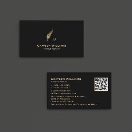 Quill Mobile Notary Black Gold QR Code Visitekaartje