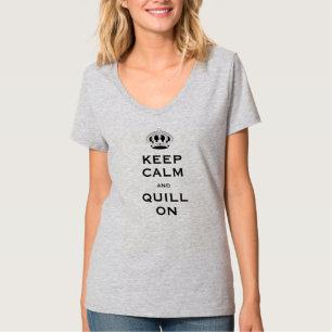 QUILL of bewerk Word, houd kalme V-hals vrouwen T-shirt