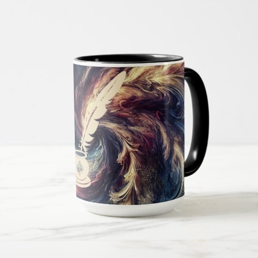 Quill Pen Abstracte kunst Mok (Voorkant rechts)