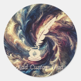 Quill Pen Abstracte kunst Ronde Sticker