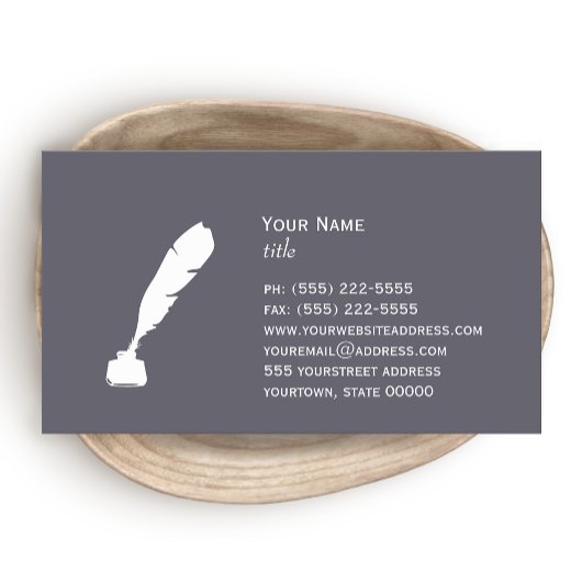Quill Pen and Ink Bottle Business Card Visitekaartje