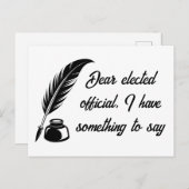 Quill Pen-bericht aan gekozen functionarissen Briefkaart (Voorkant / Achterkant)