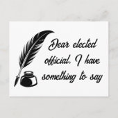 Quill Pen-bericht aan gekozen functionarissen Briefkaart (Voorkant)