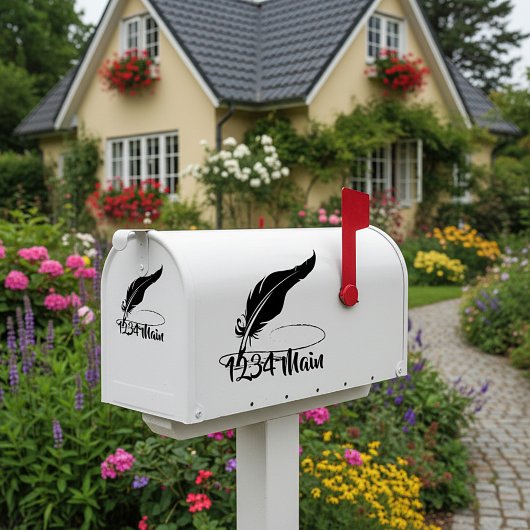Quill pen brievenbus sticker