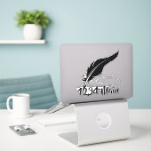 Quill pen brievenbus sticker (Laptop op bureau)