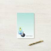 Quill Pen en Inkwell op Aqua Gradient Post-it® Notes (Op bureau)