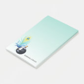 Quill Pen en Inkwell op Aqua Gradient Post-it® Notes (Schuin)