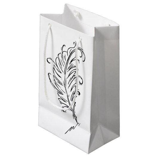 Quill Pen Gift Bag Klein Cadeauzakje (Voorkant Gekanteld)