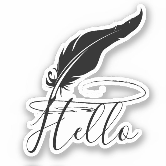 Quill pen hallo sticker (Voorkant)