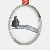 Quill Pen & Ink Metalen Ornament (Links)