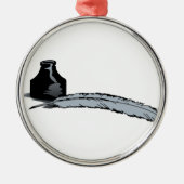 Quill Pen & Ink Metalen Ornament (Voorkant)