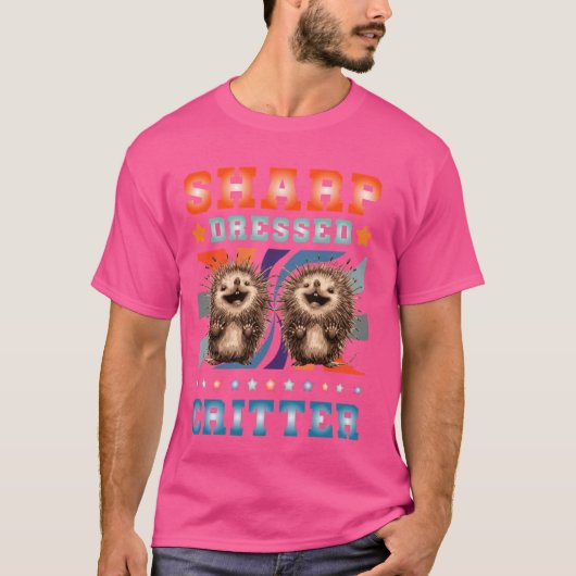 Quill Pig Sharp Dressed Critter Porcupine T-shirt (Voorkant)