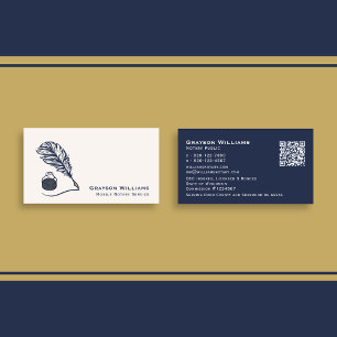 Quill QR Code Navy Mobile Notary Visitekaartje