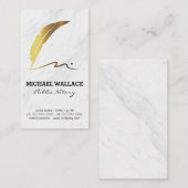 Quill Veer Pen Krabbel Logo | Marmer Visitekaartje (Voorkant / Achterkant)