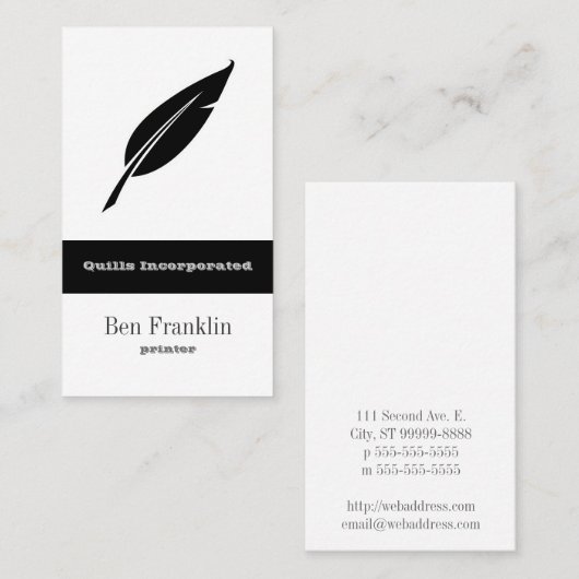Quill Visitekaartje (Voorkant / Achterkant)