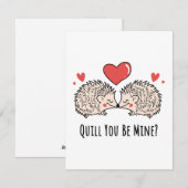 Quill You Be Mine: Hedgehog Liefde Paar Kus Feestdagenkaart (Voorkant / Achterkant)