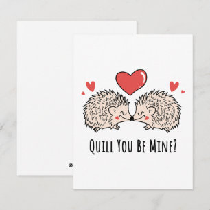 Quill You Be Mine: Hedgehog Liefde Paar Kus Feestdagenkaart