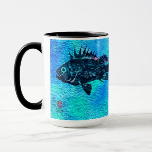 Quillback Rockfish On Blue, Seward - 15 oz.Combo Mok (Links)
